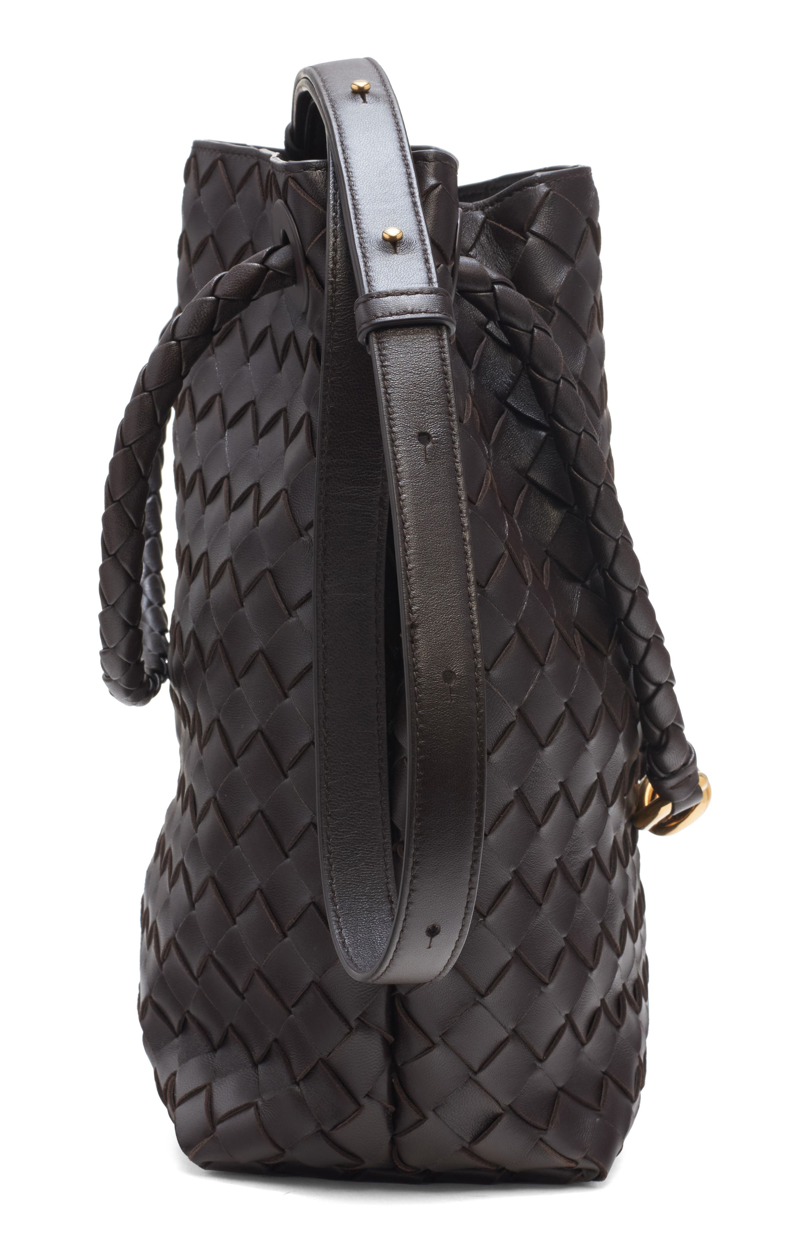 Bottega Veneta Small Andiamo Intrecciato Leather Bucket Bag, Alternate, color, Fondant-M Brass-Fond