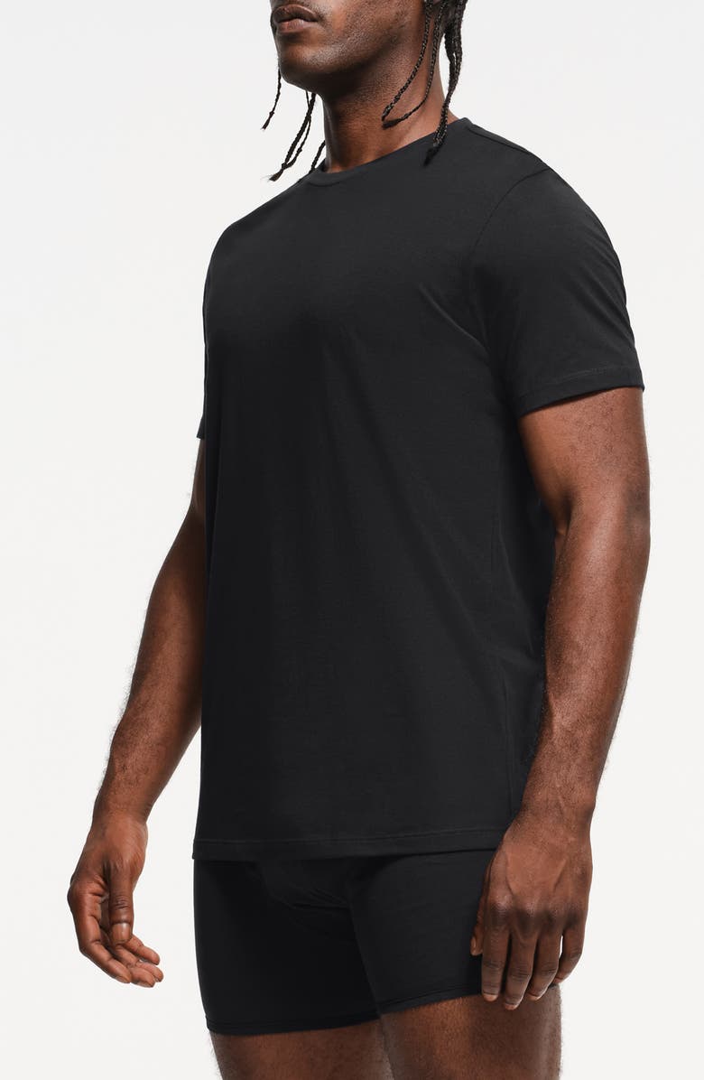 SKIMS Lightweight 3-Pack Cotton T-Shirts, Alternate, color, Obsidian