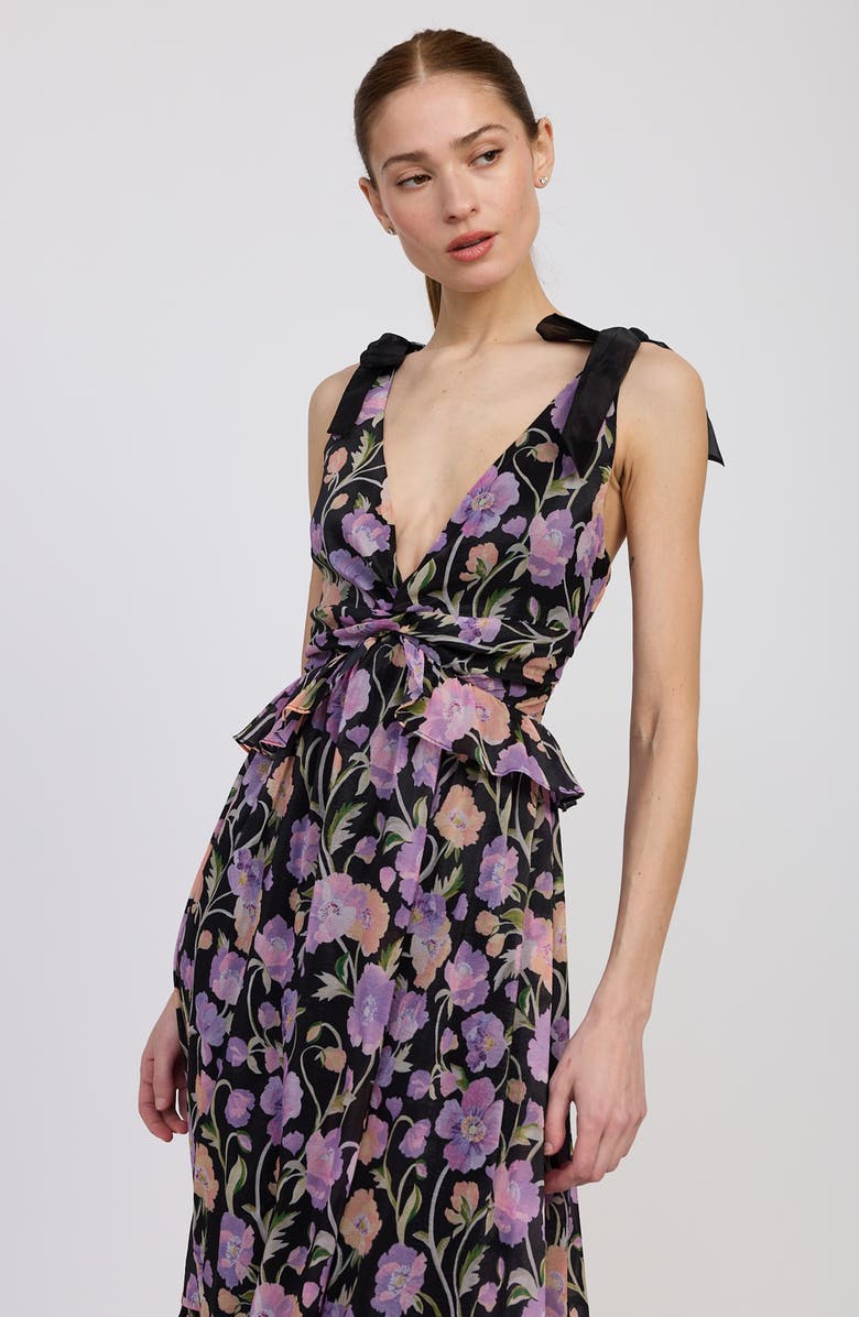En Saison Becca Floral Tiered Dress, Alternate, color, Black Purple Orange