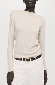 MANGO Boat Neck Long Sleeve T-Shirt
