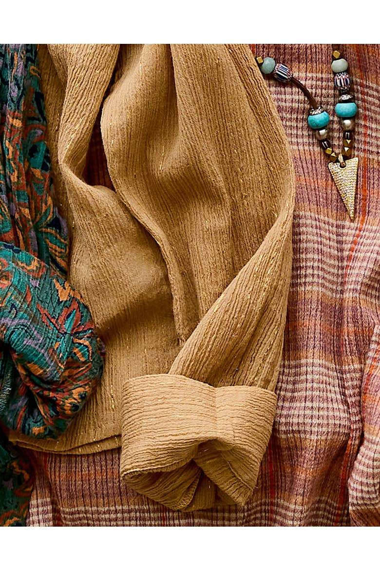 Tatum Gauze Top, Alternate, color, Camel Lurex