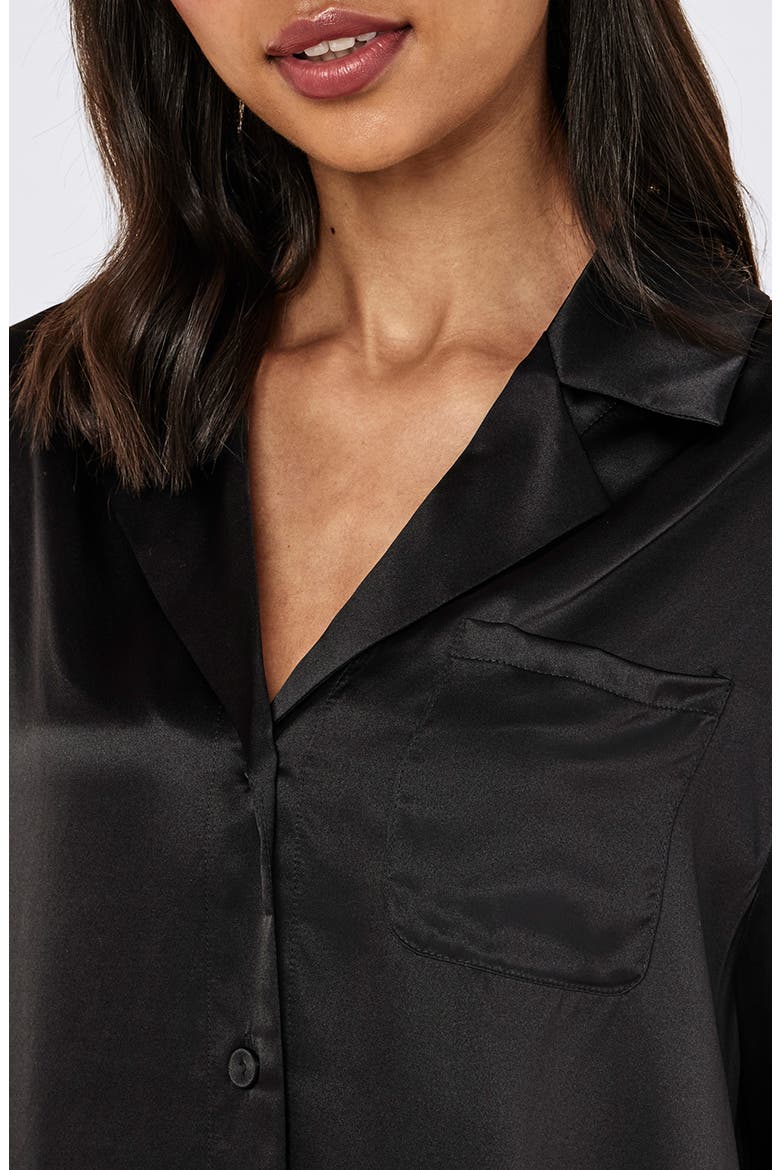 Audrey Mulberry Silk Pajama Shirt, Alternate, color, BLACK