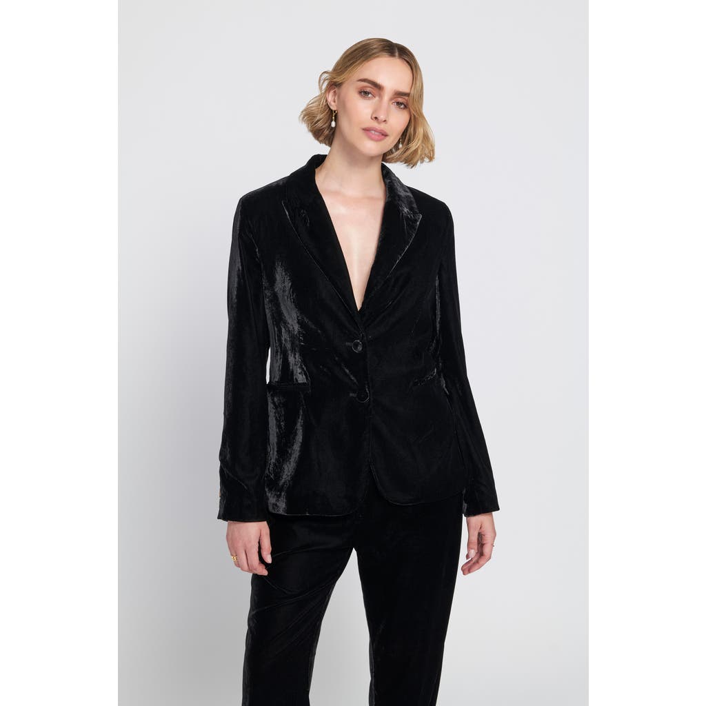 Elle Collection Velvet Blazer Jacket In Black
