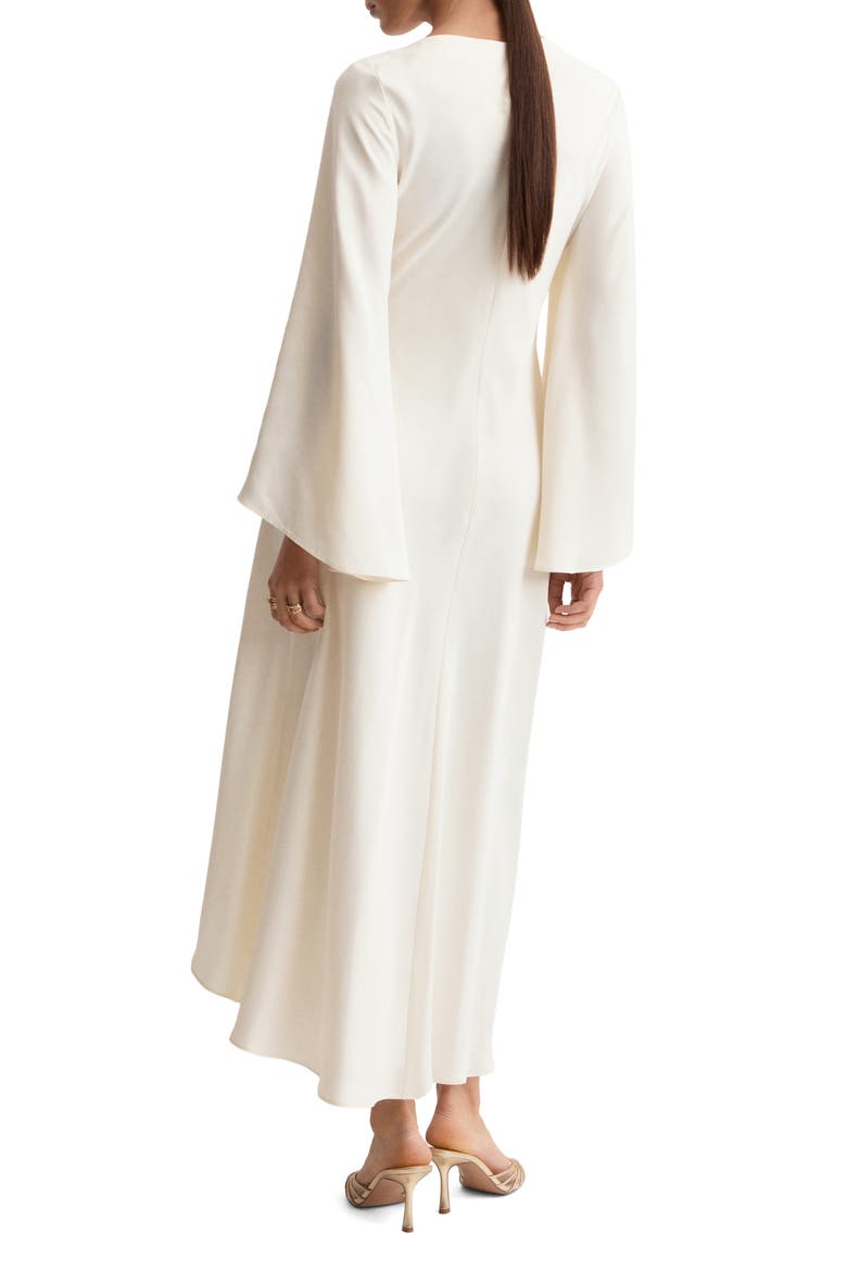 Twist Flutter Sleeve Satin Dress, Alternate, color, ECRU