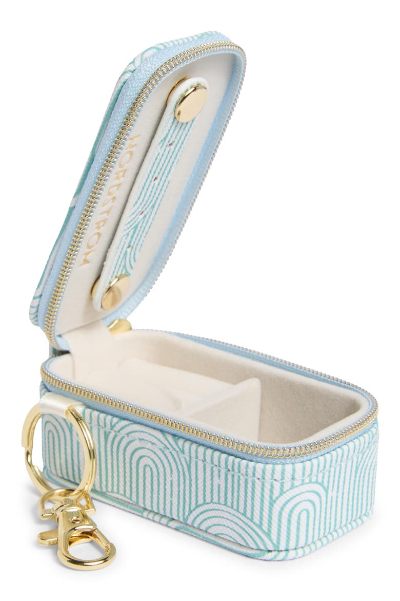 Mini Travel Jewelry Case Key Chain, Alternate, color, CREAM-BLUE ARCHES