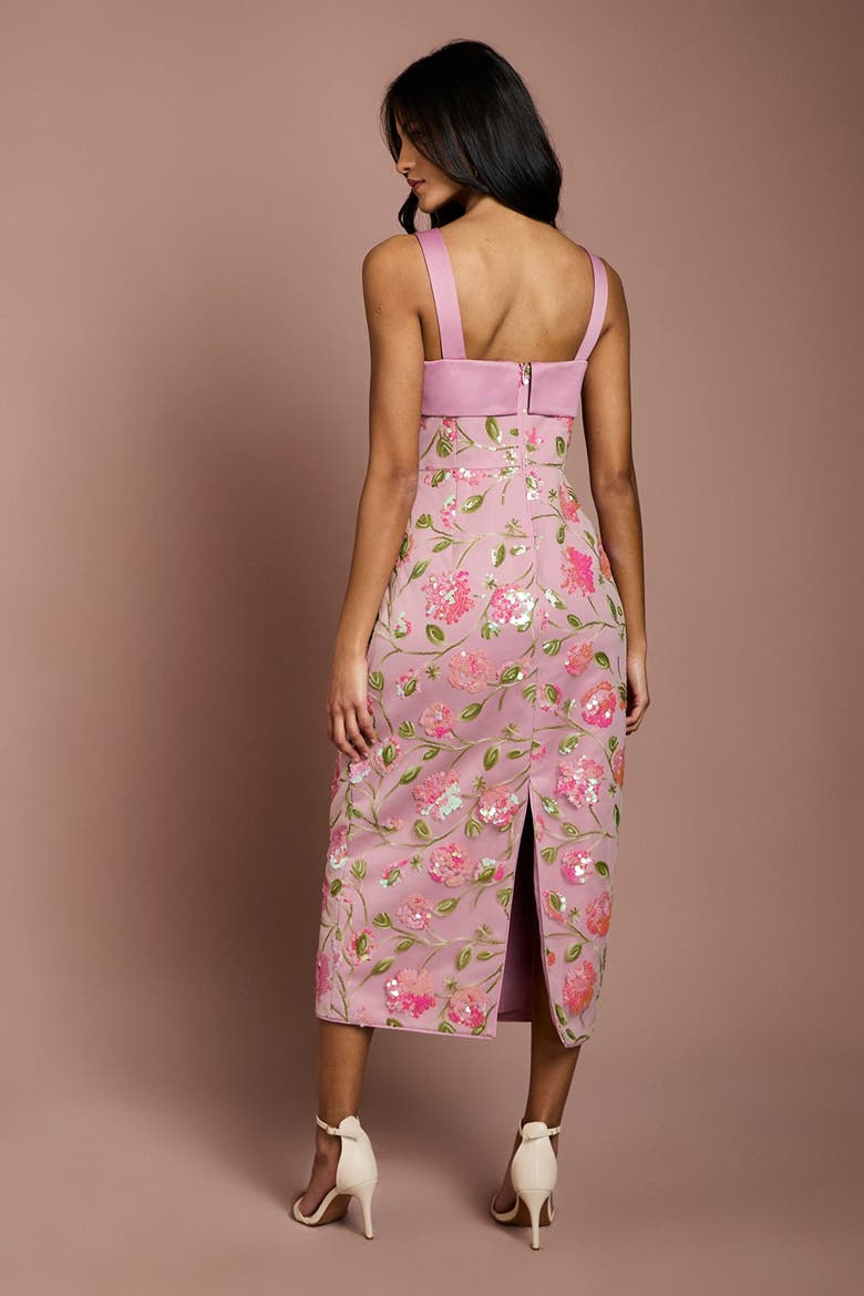 Petite Sequin Floral Pencil Dress, Alternate, color, Light Pink