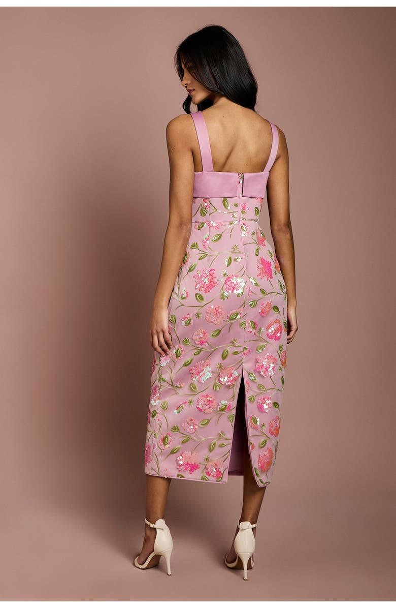 Coast Petite Sequin Floral Pencil Dress, Alternate, color, Light Pink
