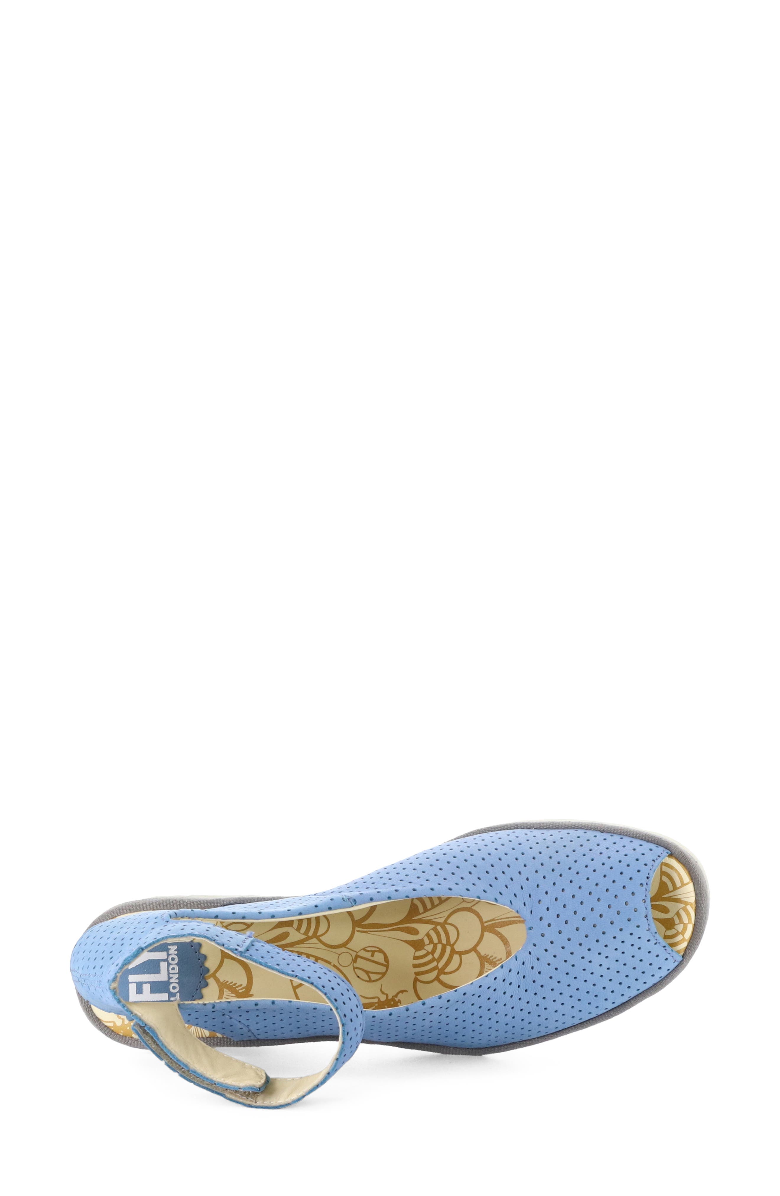 'Yala' Perforated Leather Sandal, Alternate, color, LIGHT BLUE