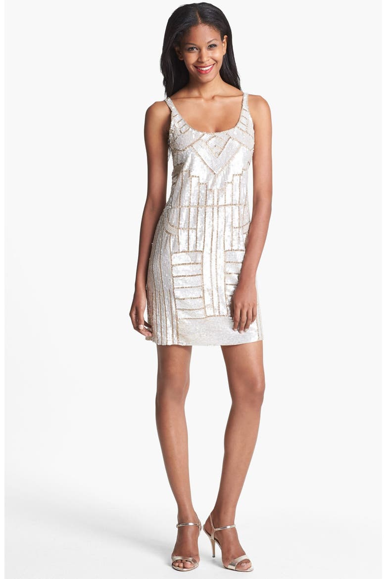 Beaded Tank Dress, Alternate, color, CHAMPAGNE