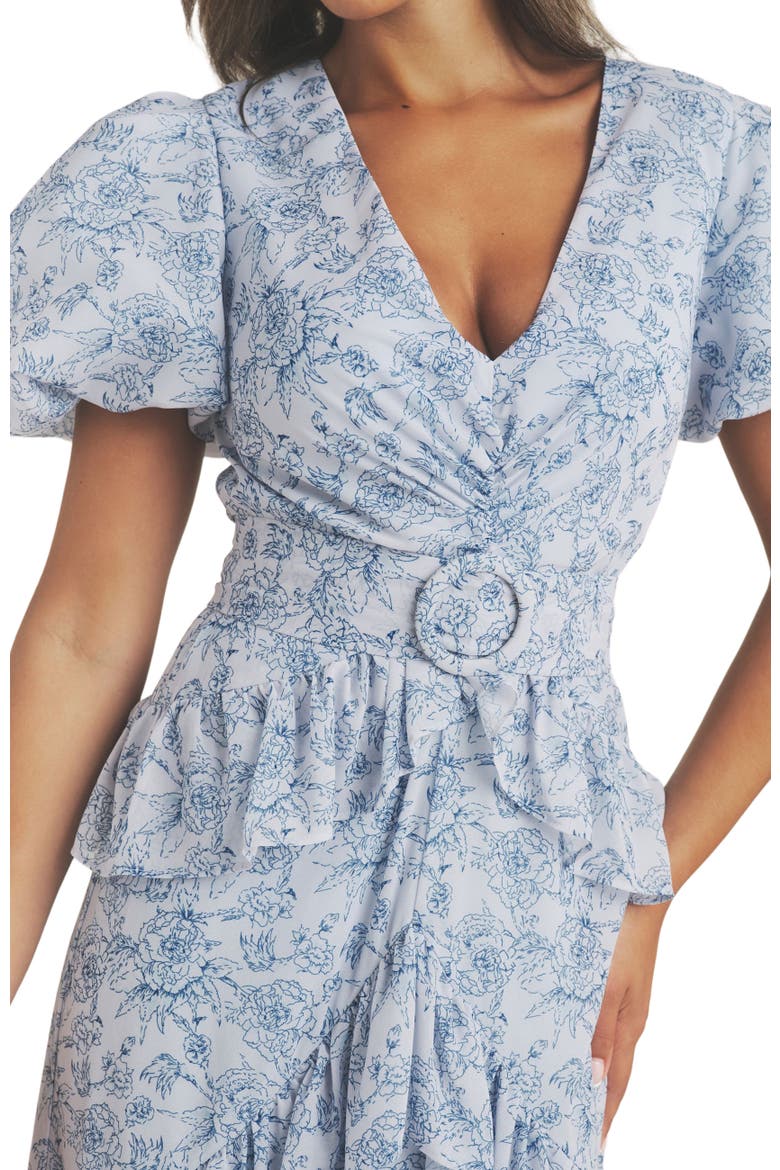 Freya Floral Belted Ruffle Maxi Dress, Alternate, color, Pale Blue