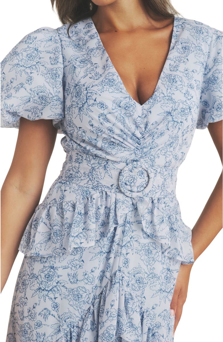 Six Stories Freya Floral Belted Ruffle Maxi Dress, Alternate, color, 