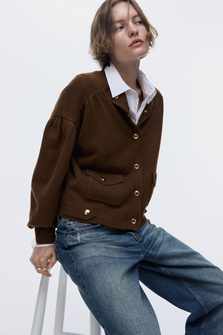 Oversized Cardigan, Alternate, color, Brown
