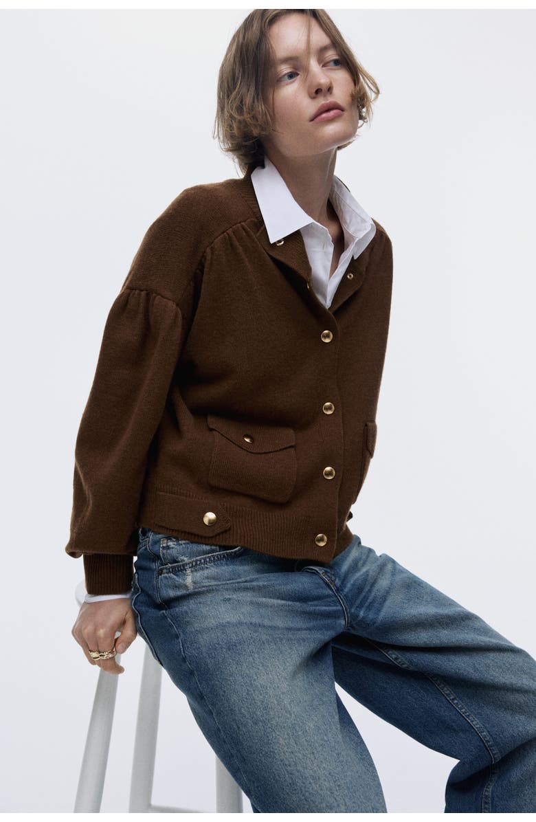 H&M Oversized Cardigan, Alternate, color, Brown