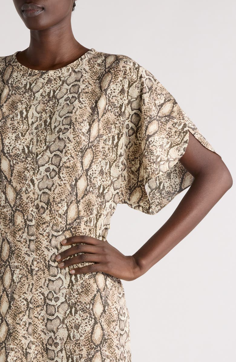 Isabel Marant Keany Snakeskin Print Stretch Silk Dress, Alternate, color,