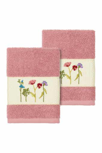 Linum Home Textiles Serenity Embellished Washcloth - Set of 2 - Tea Rose