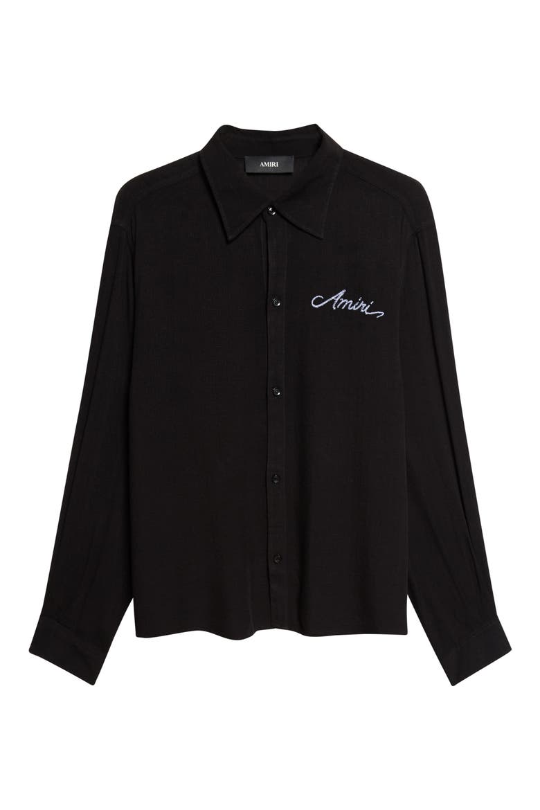 MA Check Viscose Button-Up Shirt, Main, color, BLACK