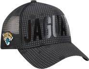 New Era Men's New Era Black Jacksonville Jaguars  Midnight Ink Tonal Text A-Frame Trucker 9FORTY Adjustable Hat