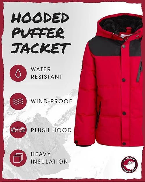 Canada Weather Gear Boys' Puffer Insulated Ski Jacket In Red