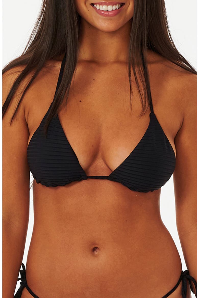 Premium Surf D- & DD-Cup Triangle Rib Bikini Top, Main, color, BLACK