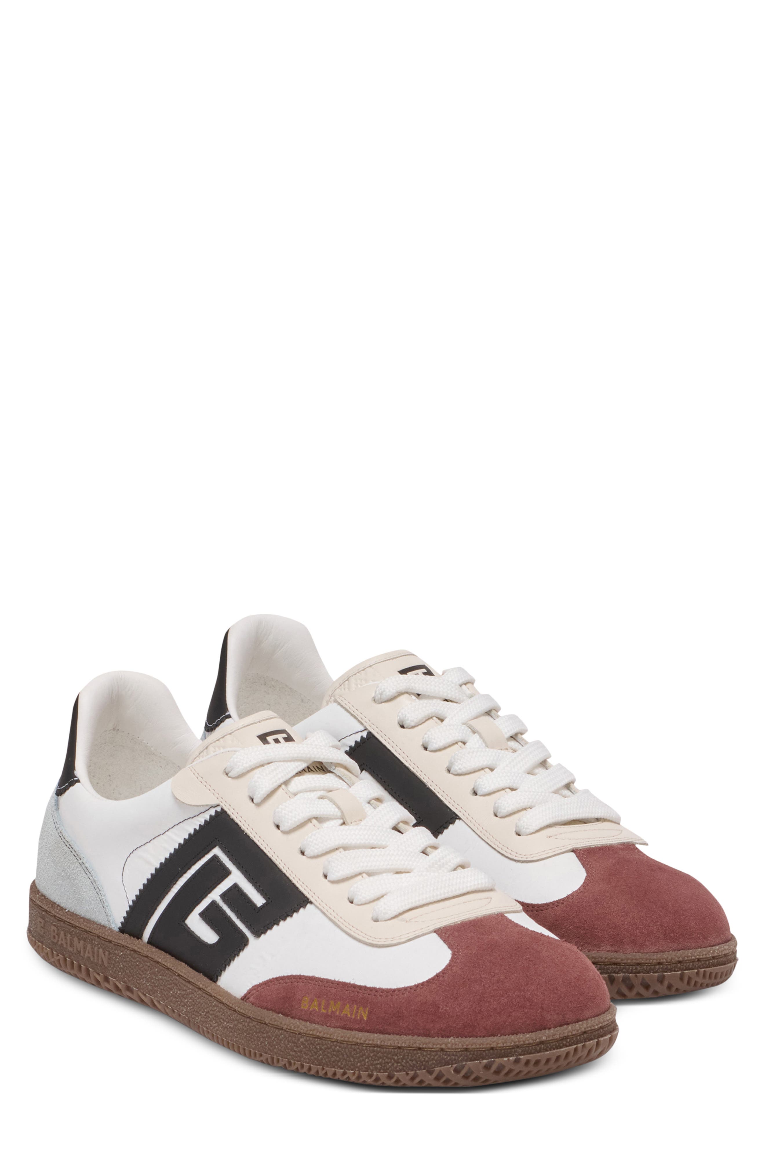 Balmain Swan Low Top Sneaker, Main, color, Gl0 White/ Burgundy