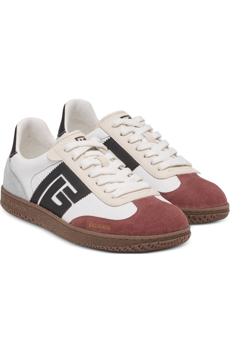 Balmain Swan Low Top Sneaker, Main, color, Gl0 White/ Burgundy