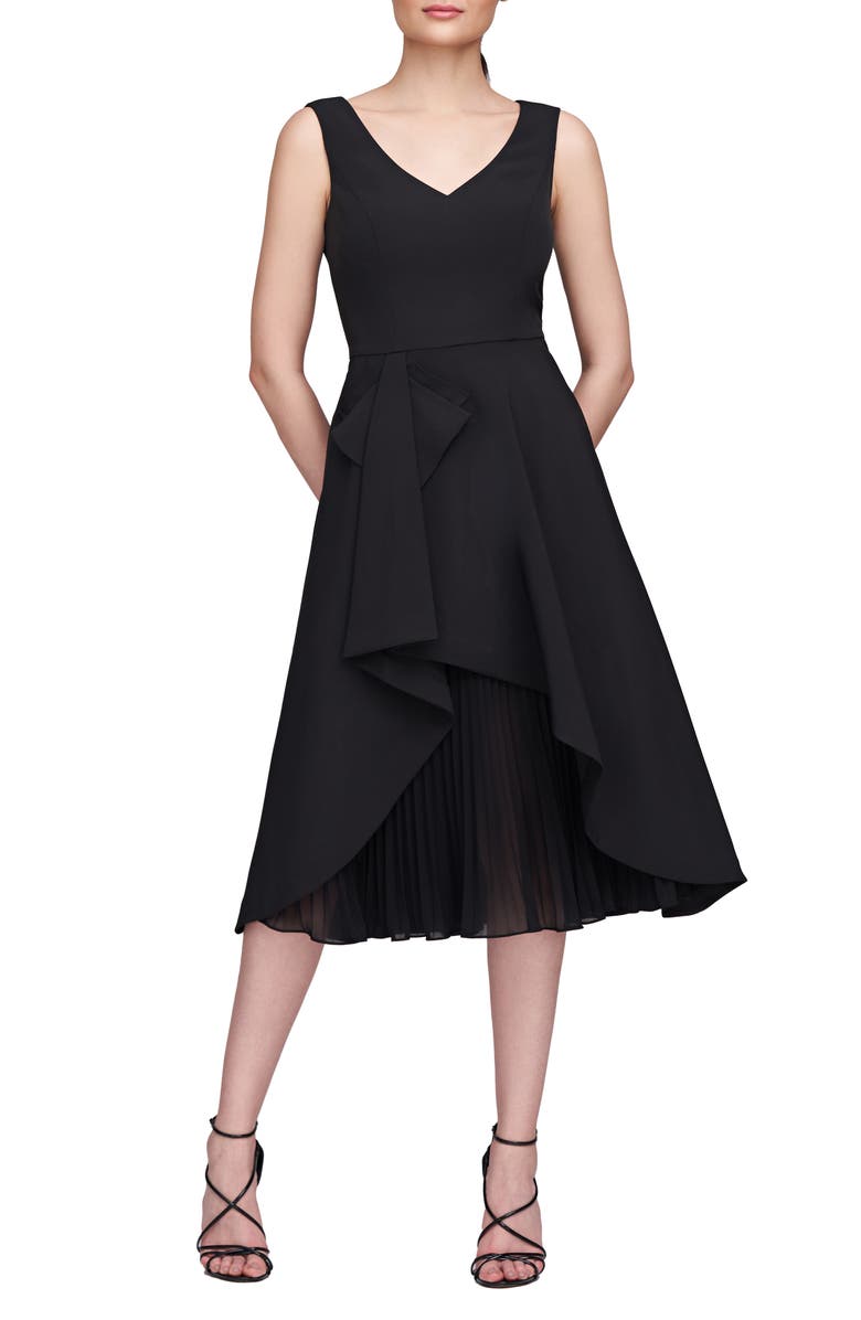 Kay Unger Begonia Crepe & Chiffon Midi A-Line Dress, Main, color, 
