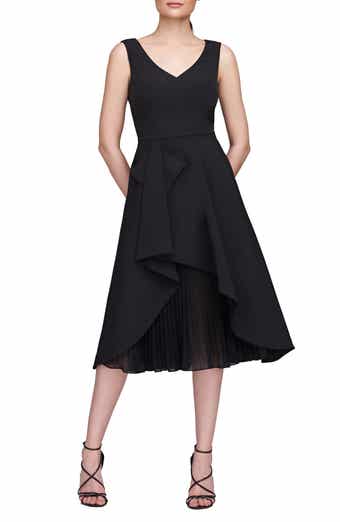 Kay Unger Begonia Crepe & Chiffon Midi A-Line Dress