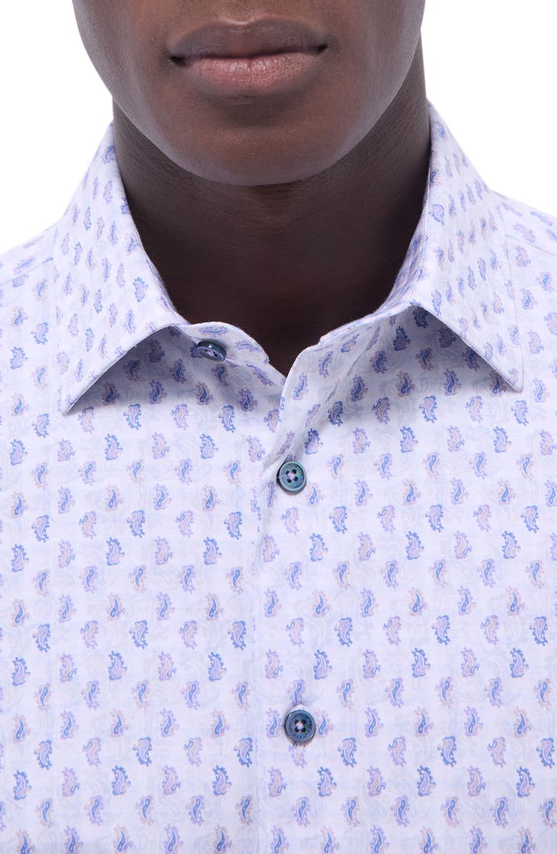 Bugatchi Jimmy OoohCotton<sup>®</sup> Paisley Button-Up Shirt, Alternate, color, Dusty Pink