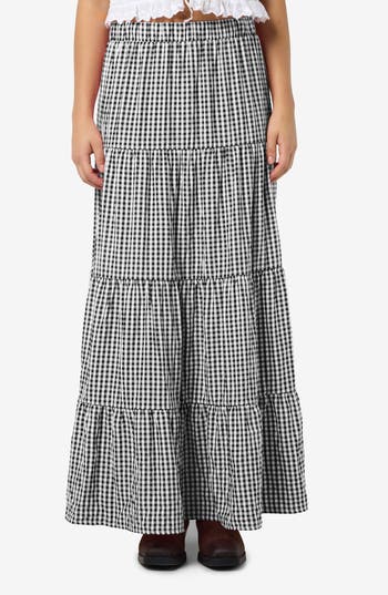 Noisy May Dimitra Gingham Tiered Maxi Skirt