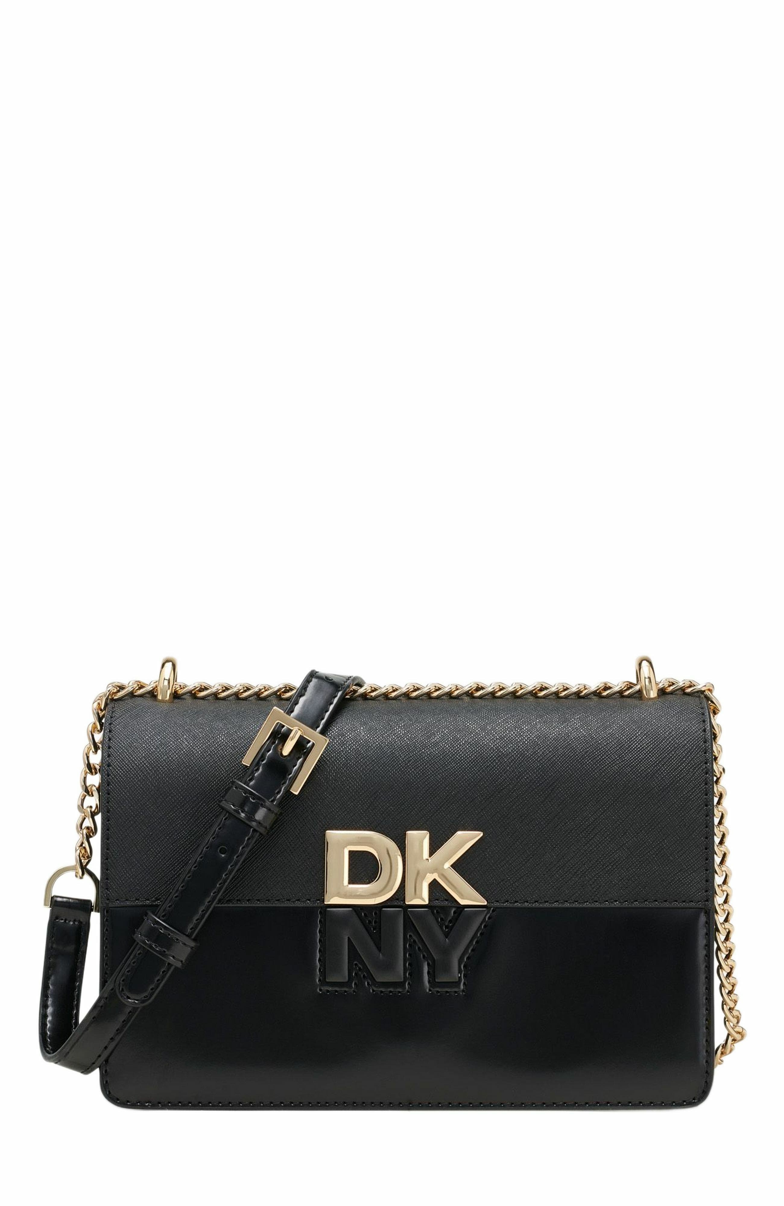 DKNY Echo Small Chain Flap Bag, Main, color, Blk/Gold