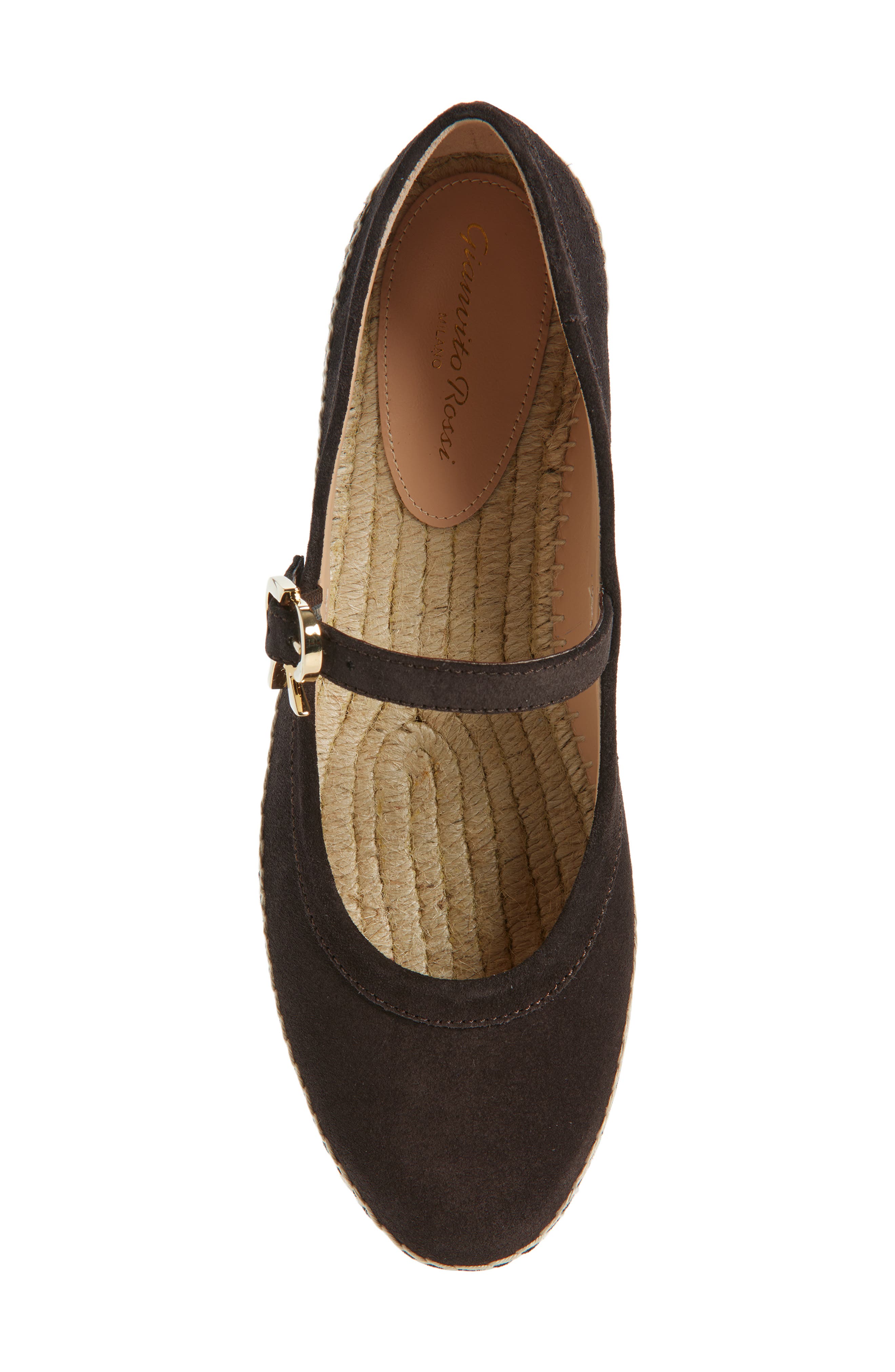 Gianvito Rossi Espadrille Mary Jane Ballet Flat, Alternate, color, Moka