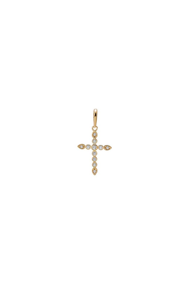 CZ Bezel Cross Charm 14K, Main, color, 14K Gold
