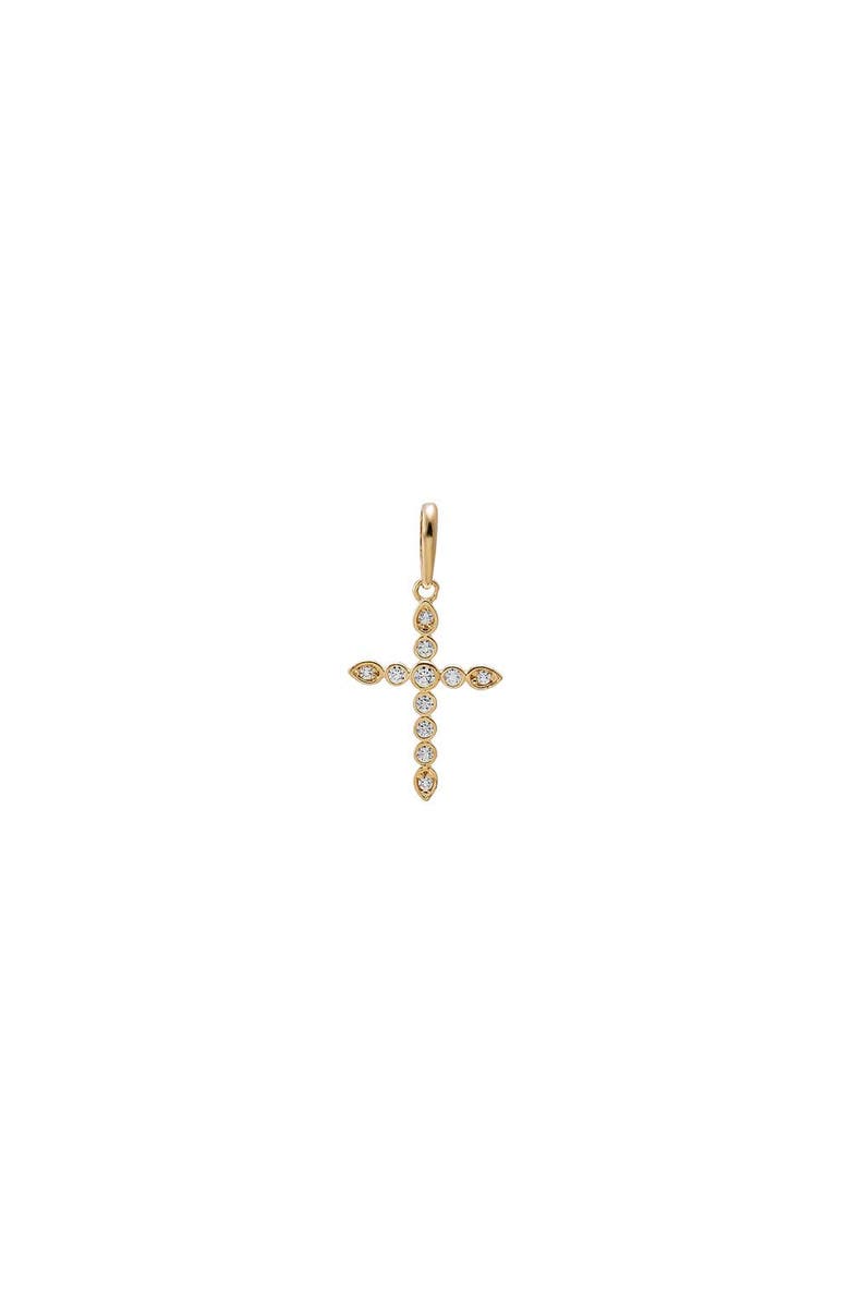 BY ADINA EDEN CZ Bezel Cross Charm 14K, Main, color, 14K Gold