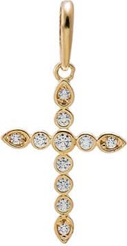 BY ADINA EDEN CZ Bezel Cross Charm 14K