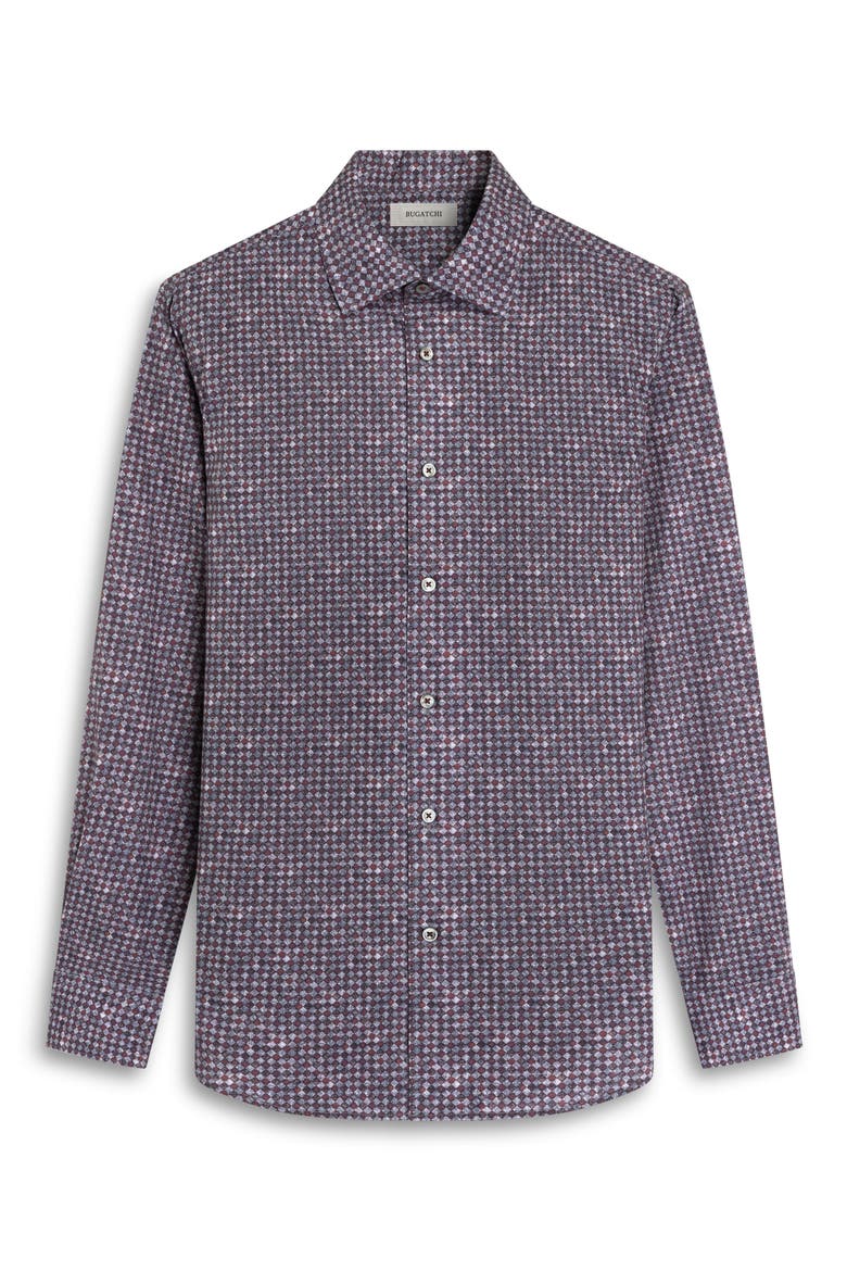 Alvin Shaped Fit Print Button-Up Shirt, Alternate, color, BURGUNDY
