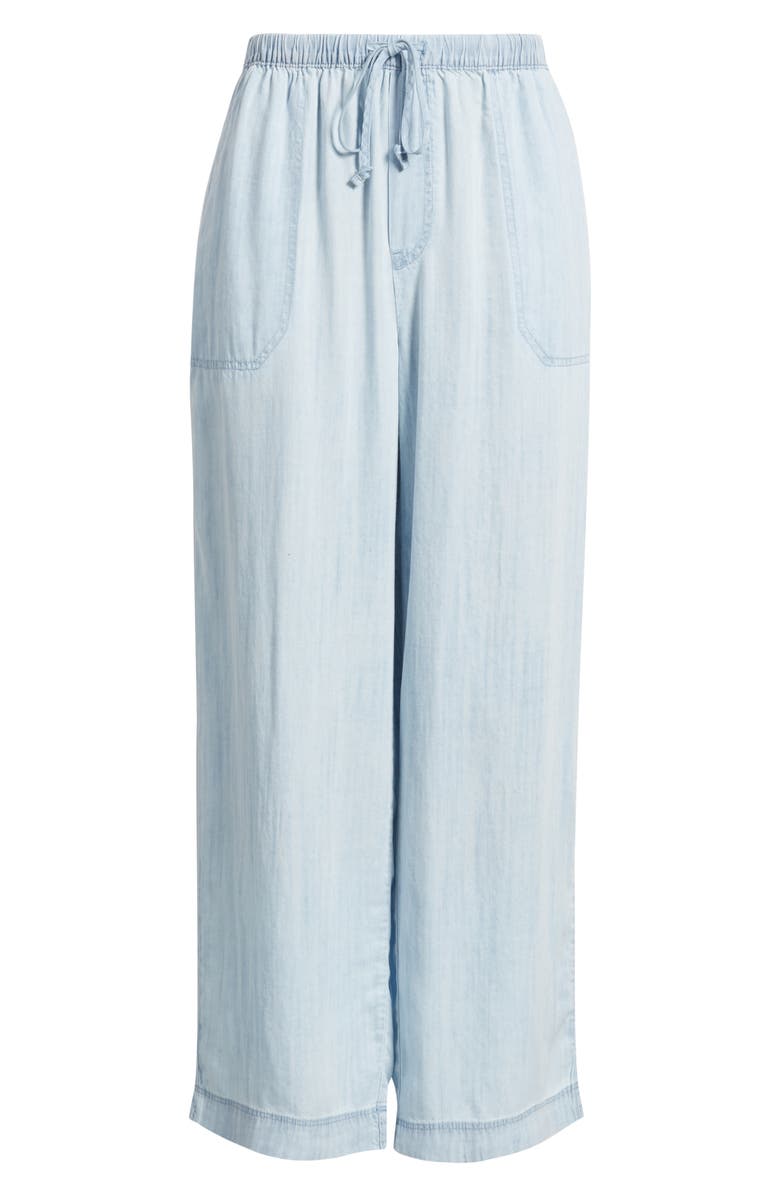 beachlunchlounge Asthin Chambray Drawstring Pants, Alternate, color, Bleach Wash