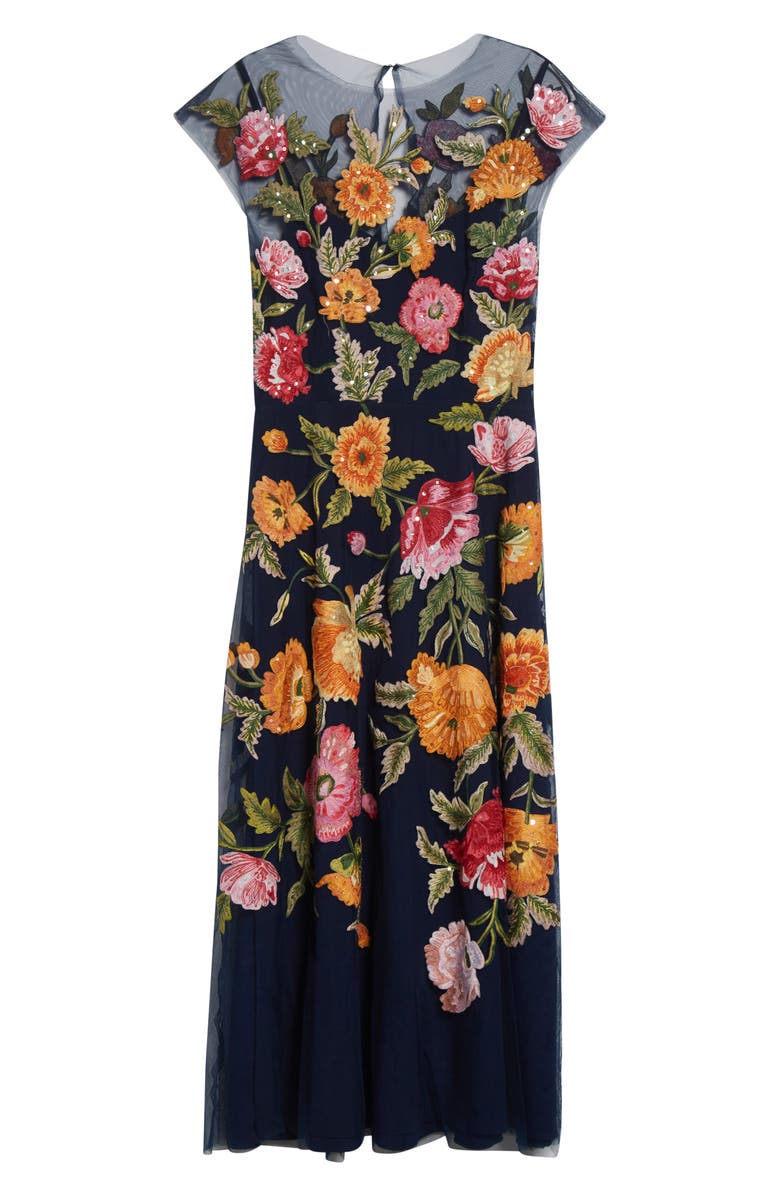 Carolina Herrera Poppy Sequin Embroidered Tulle Gown, Alternate, color, Midnight Multi