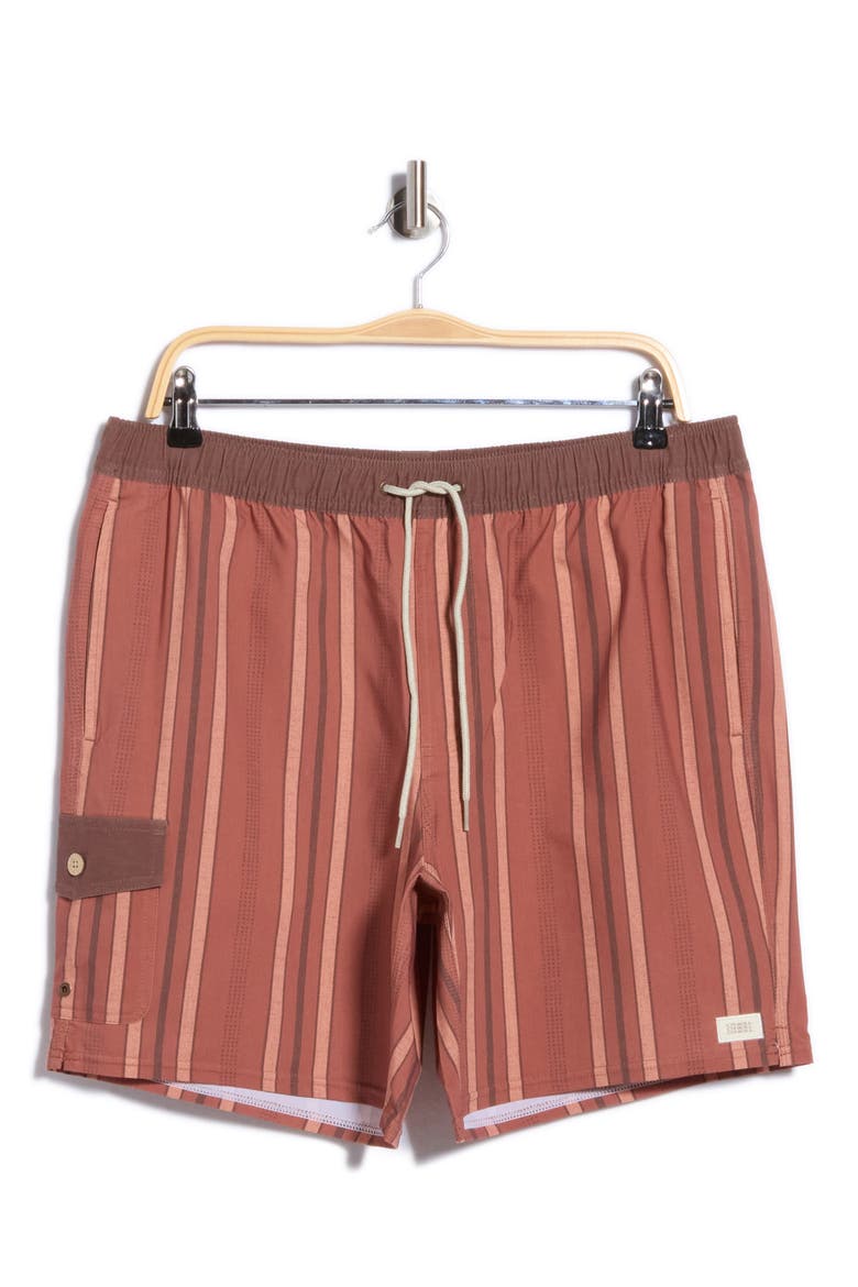 Hermosa Retro Swim Trunks, Main, color, CLAY