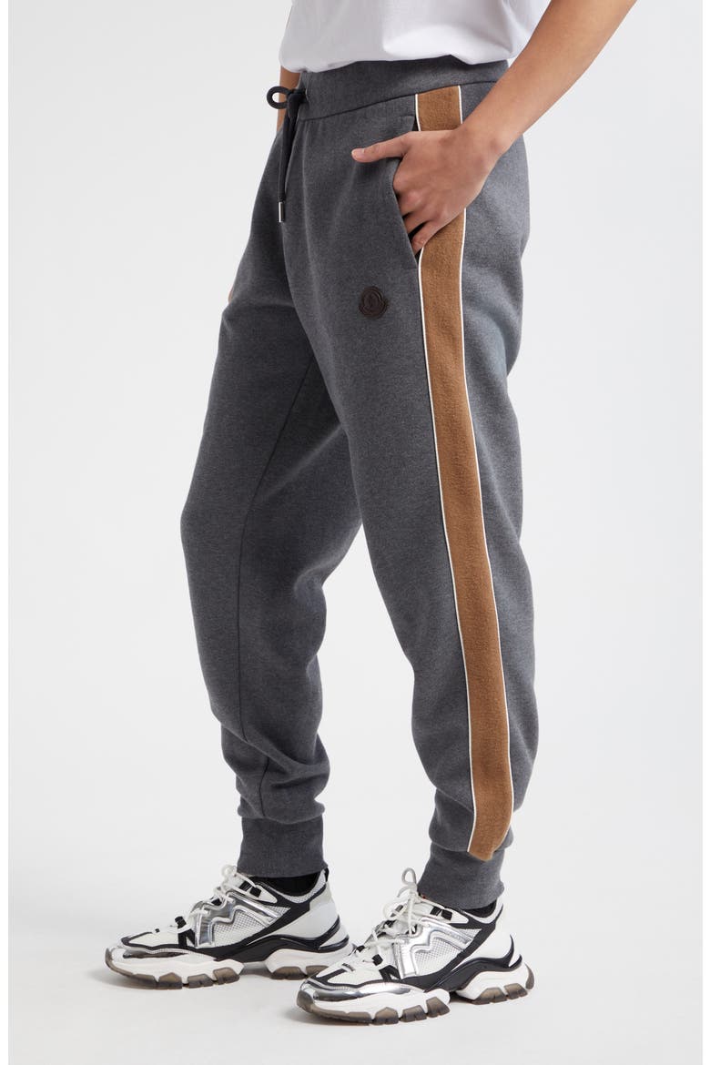 Contrast Stripe Fleece Joggers, Alternate, color, GREY