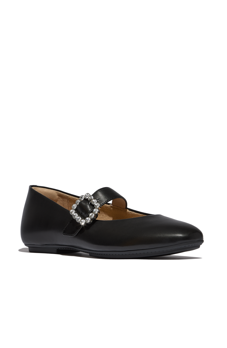 FitFlop Delicato Crystal-Buckle Leather Mary Janes, Main, color, Black