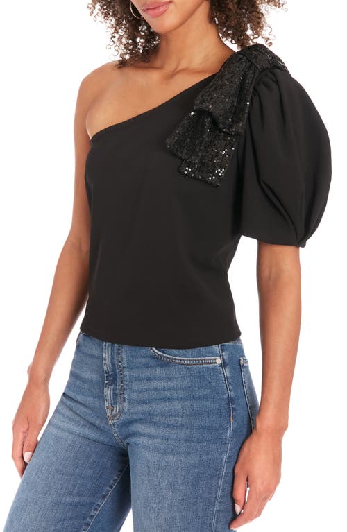 Muse One Shoulder Bubble Sleeve Top In Black