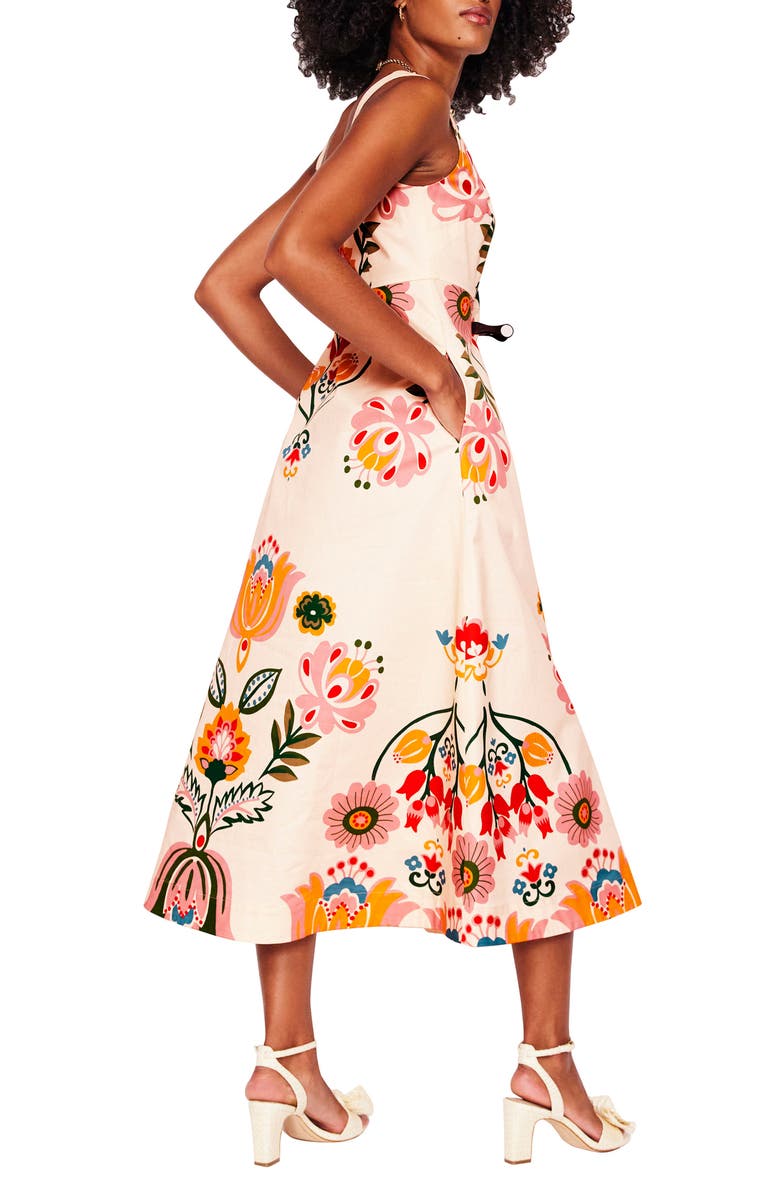 Boden Floral Print Fit & Flare Dress, Alternate, color, 