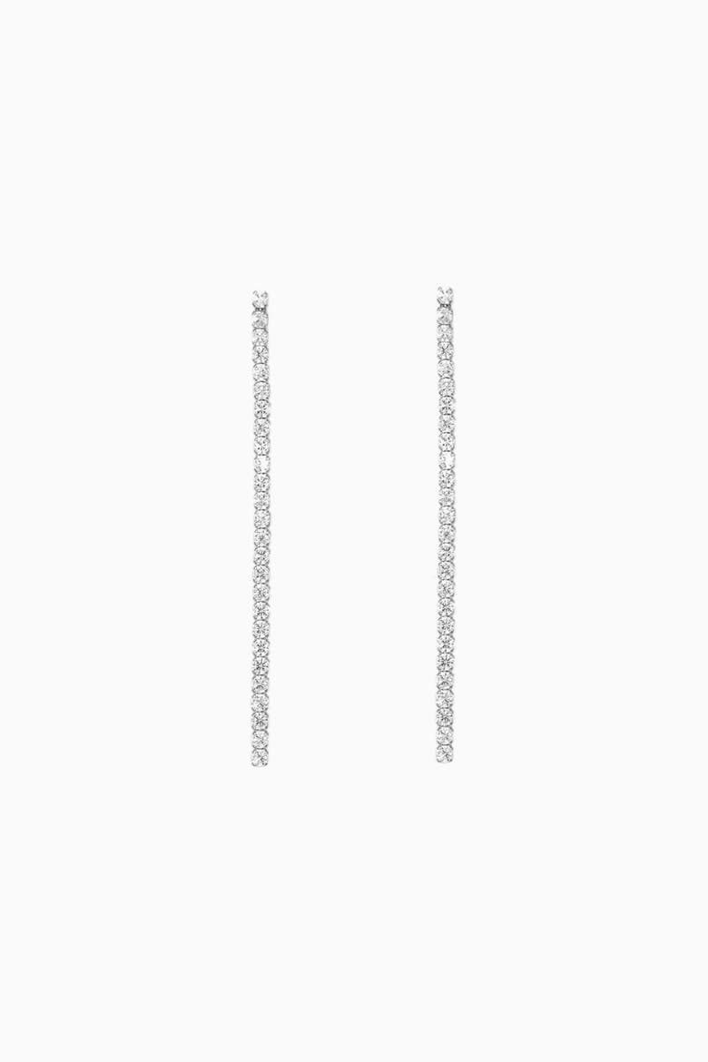 Sterling Silver 18k Gold Plated Cherie Earrings Crystal Trendy Sparkle, Main, color, Silver