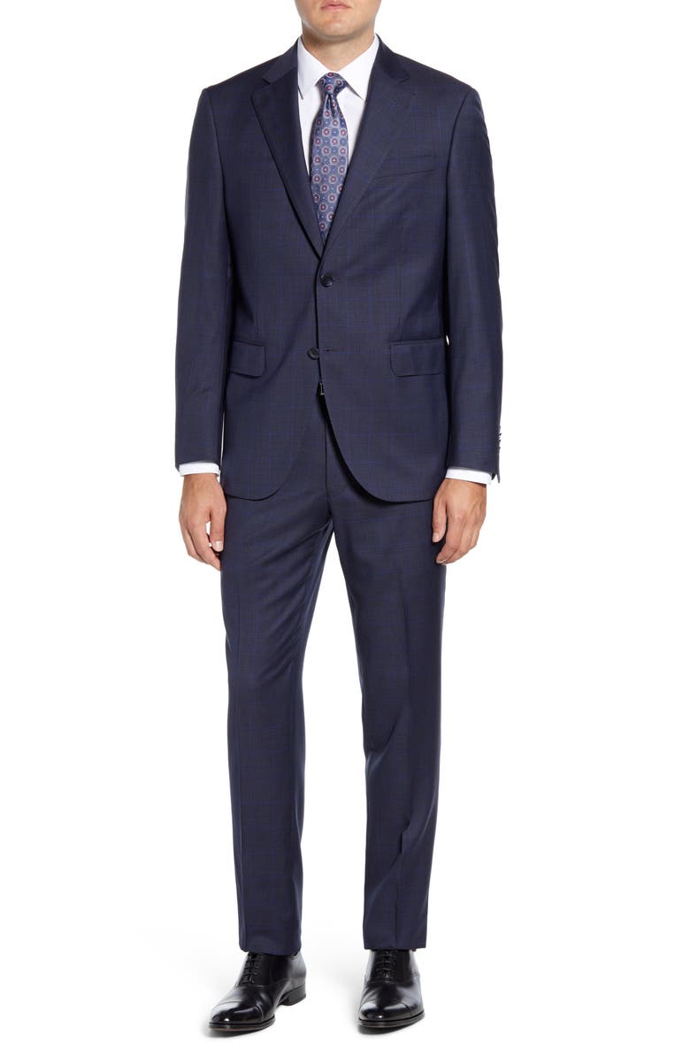 Peter Millar Flynn Classic Fit Windowpane Wool Suit, Main, color,