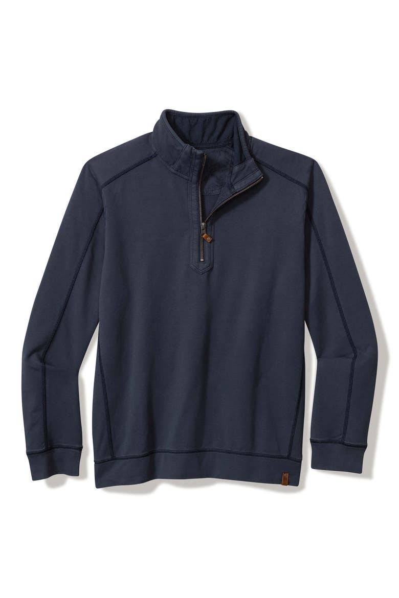 French Terry Half Zip Pullover, Alternate, color, OCEAN DEEP