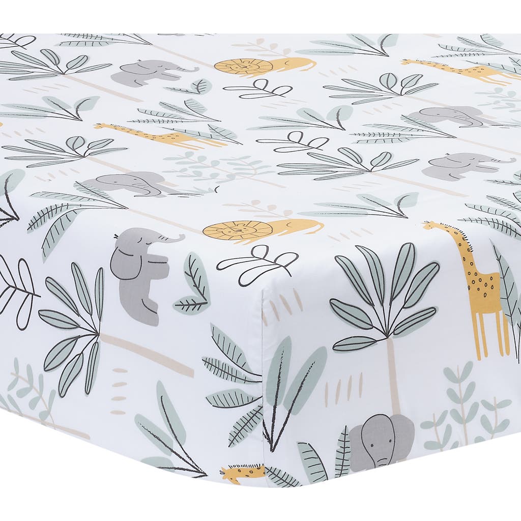 Lambs & Ivy Jungle Adventure 100% Cotton Baby/toddler Fitted Crib Sheet In White