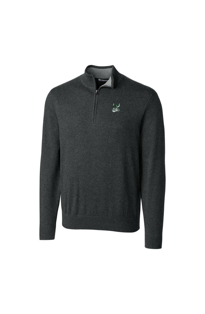 Cutter & Buck Men's Cutter & Buck Heather Charcoal Portland State Vikings Lakemont Tri-Blend Big & Tall Quarter-Zip Pullover Sweater, Alternate, color, 