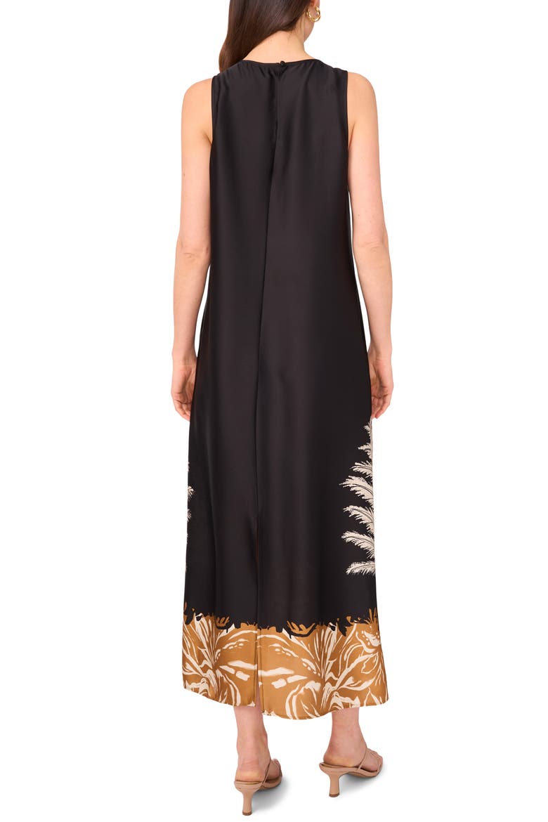 Border Print Sleeveless A-Line Maxi Dress, Alternate, color, RICH BLACK