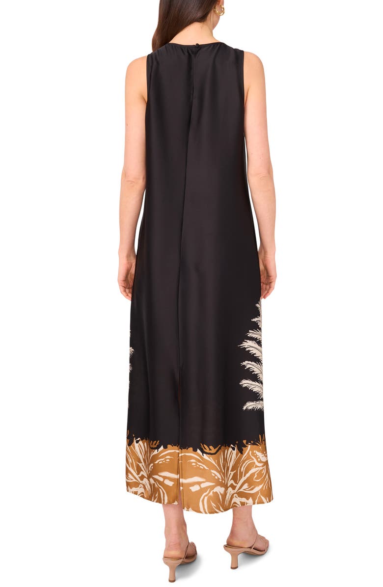 Vince Camuto Border Print Sleeveless A-Line Maxi Dress, Alternate, color, Rich Black