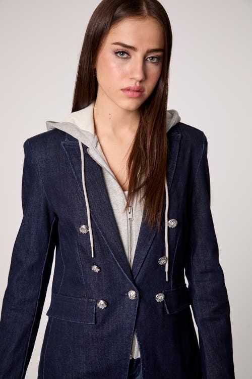 Blue Revival Helen Blazer With Removable Grey Hoodie Insert In Blue